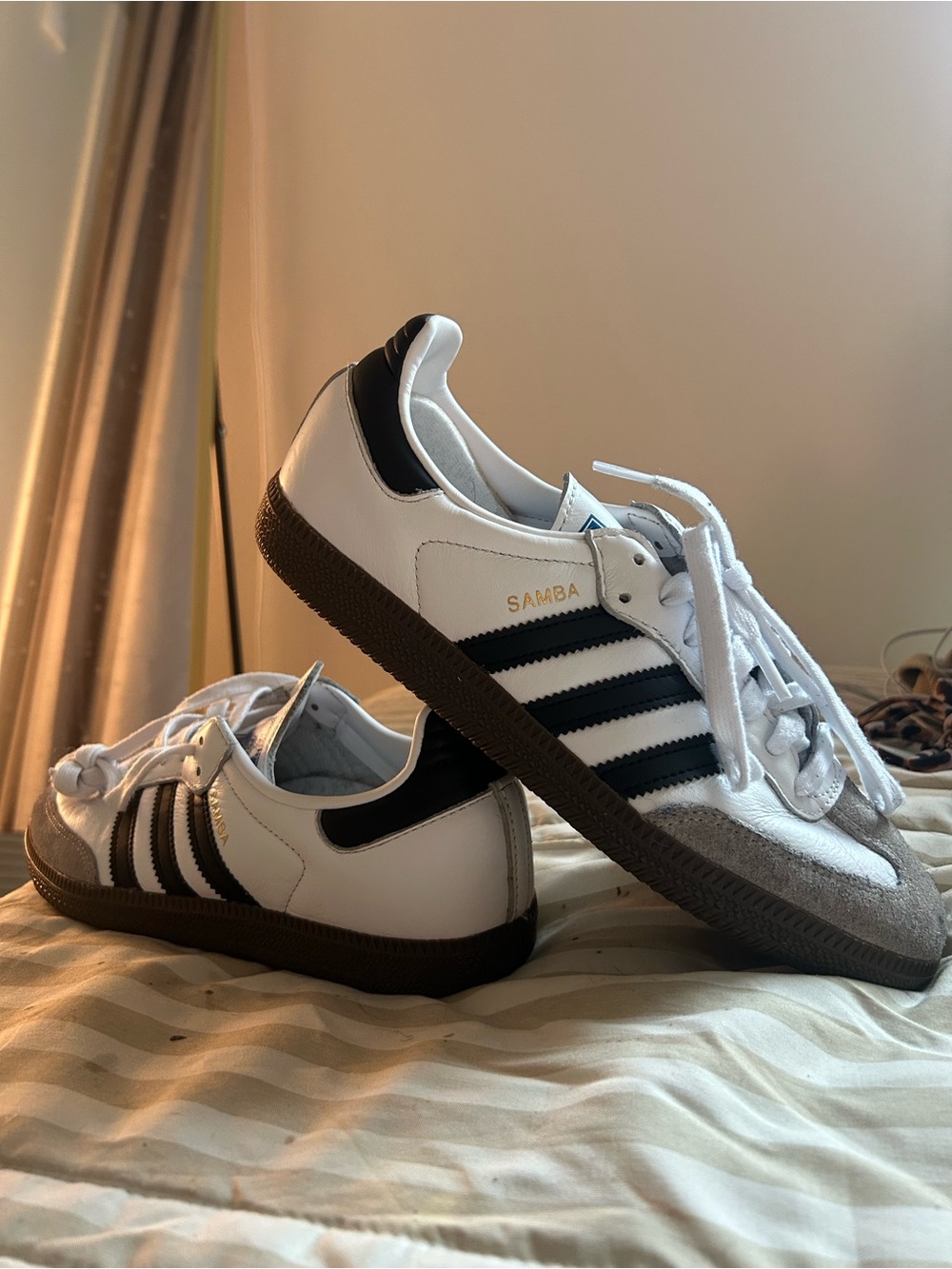 Adidas Samba white and black trainers SIZE US 7 1/2